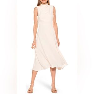 ✨NWT✨ Ivory Alexia Admor Veronica Draped Neck A-Line MIDI Dress